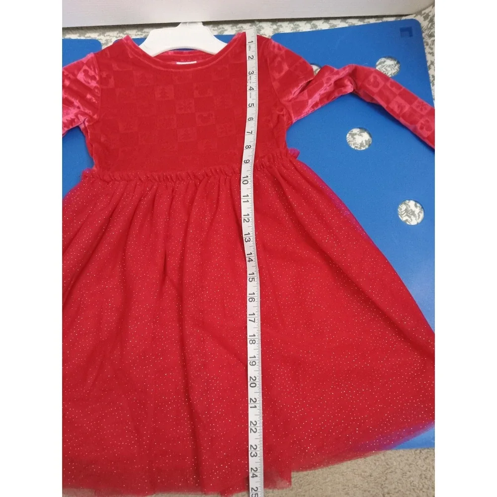 Disney's Mickey & Minnie Print &  Embossed Velour Tutu Dress by Size 5 Christmas